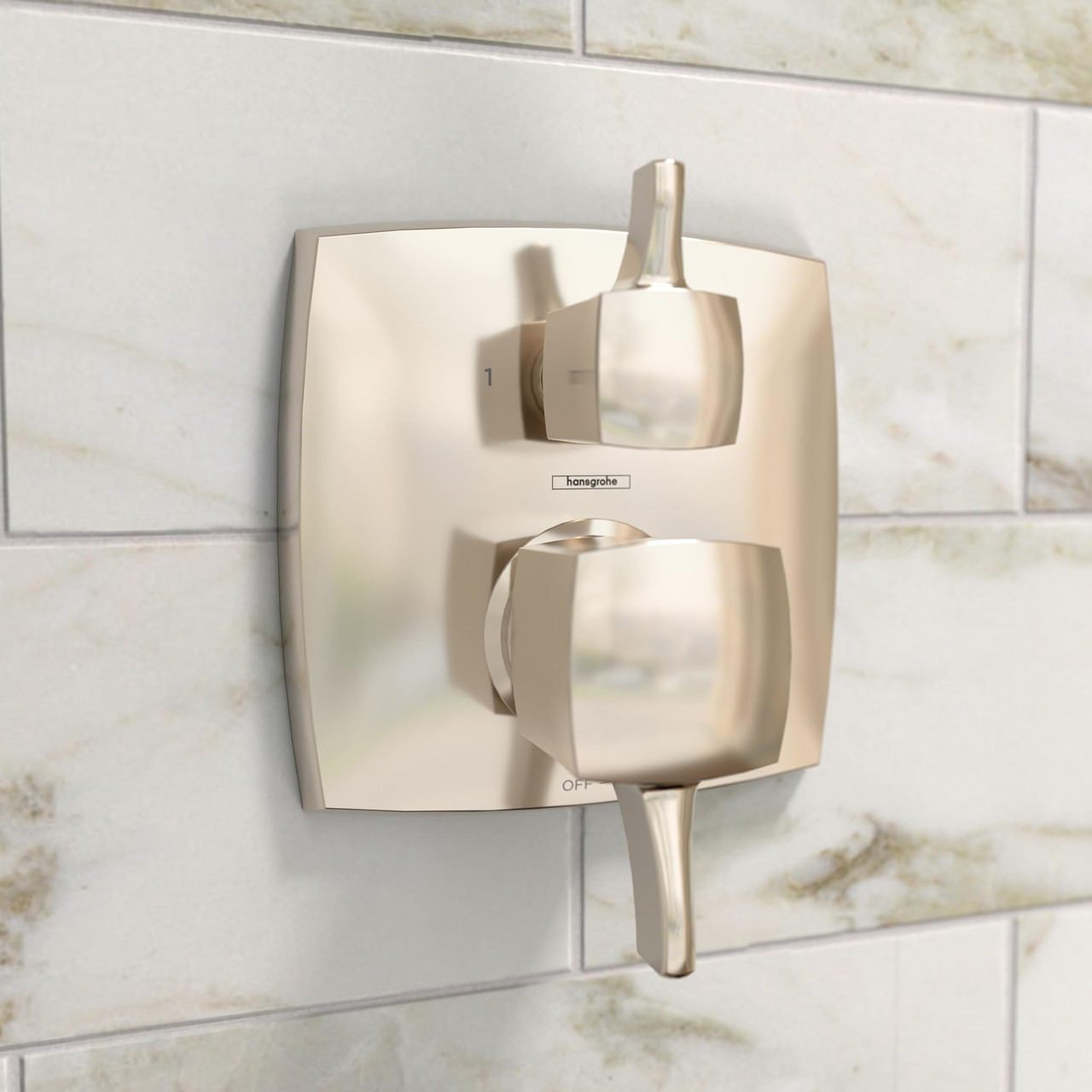 Hansgrohe 15865831 Ecostat Classic Pressure Balance Trim Classic Square with Diverter in Polished Nickel