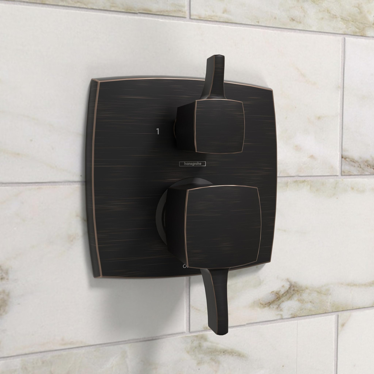 Hansgrohe 15865921 Ecostat Classic Pressure Balance Trim Classic Square with Diverter in Rubbed Bronze