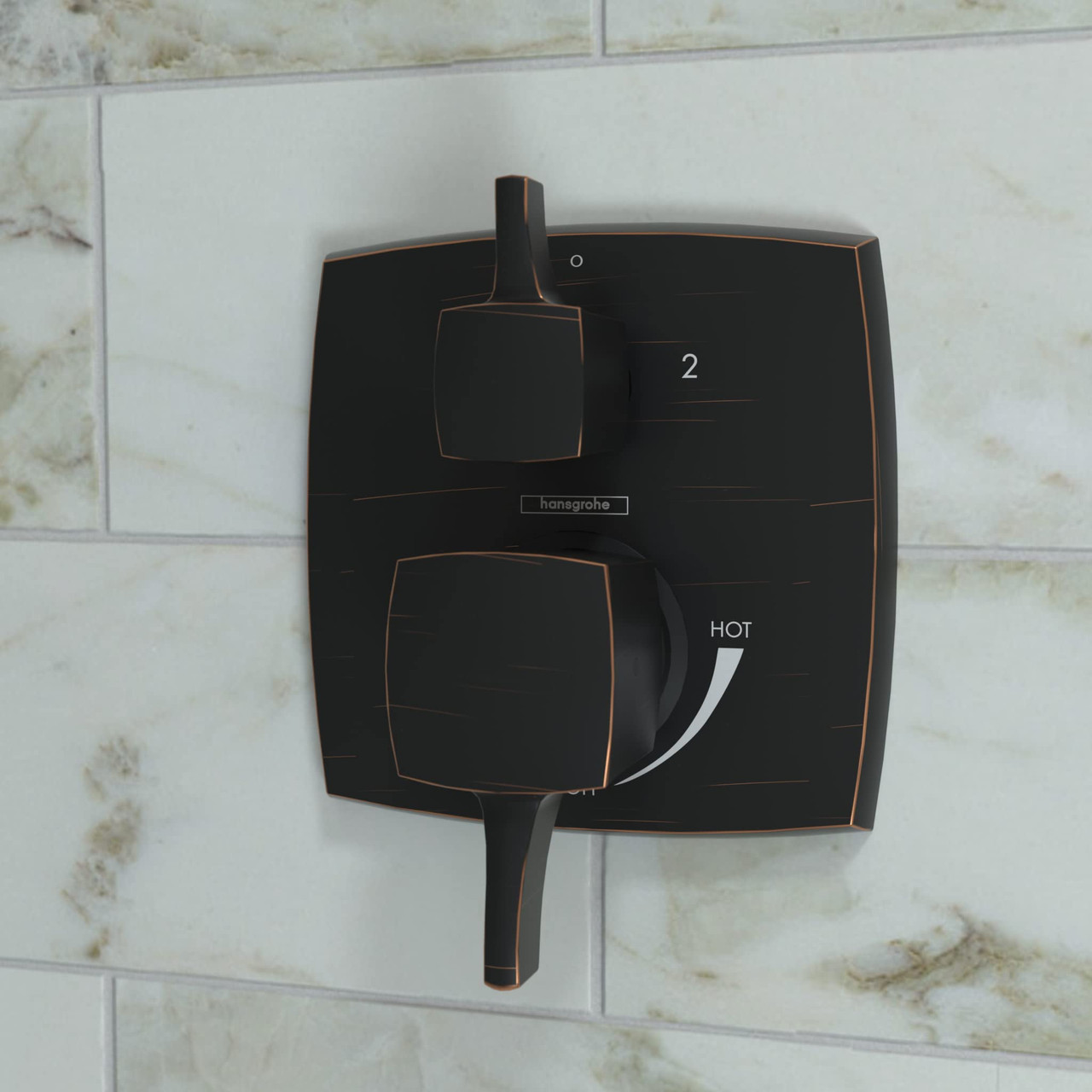 Hansgrohe 15865921 Ecostat Classic Pressure Balance Trim Classic Square with Diverter in Rubbed Bronze