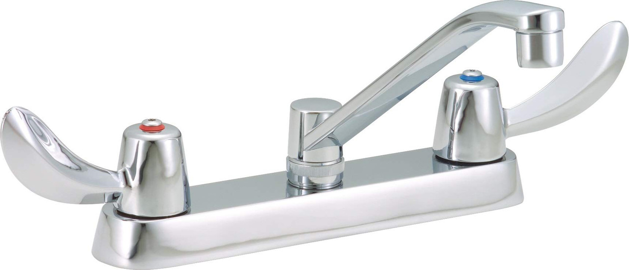 Commercial 26C3132 26C3: Two Handle 8" Cast Deck Mount Faucet: Chrome