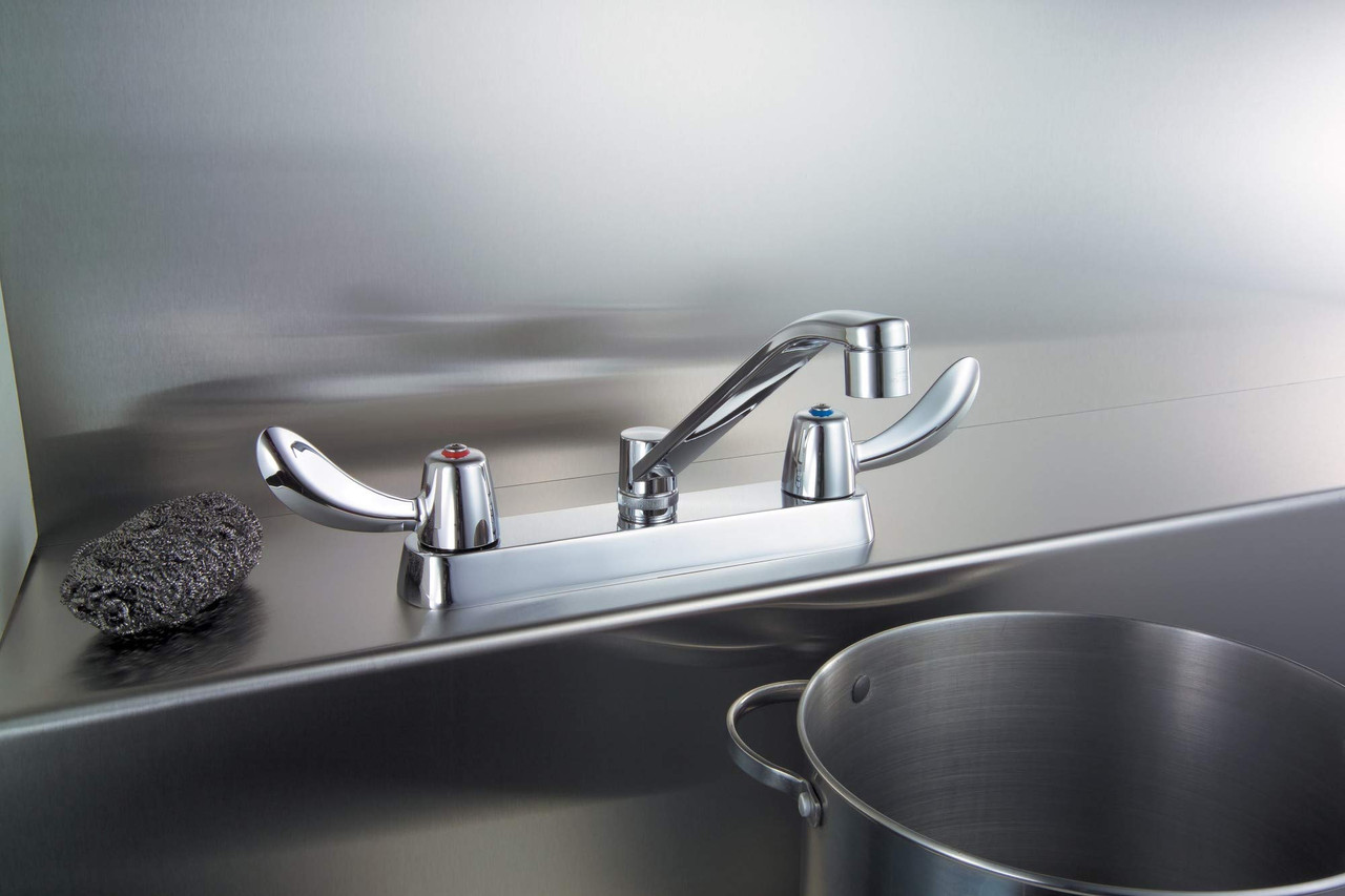 Commercial 26C3132 26C3: Two Handle 8" Cast Deck Mount Faucet: Chrome