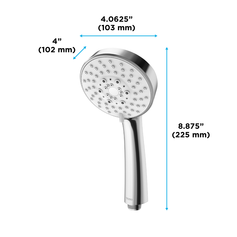 Toto L Series Modern Round Five Spray Mode 4 inch 1.75 GPM Handshower, Polished Chrome - TBW01020U4#CP