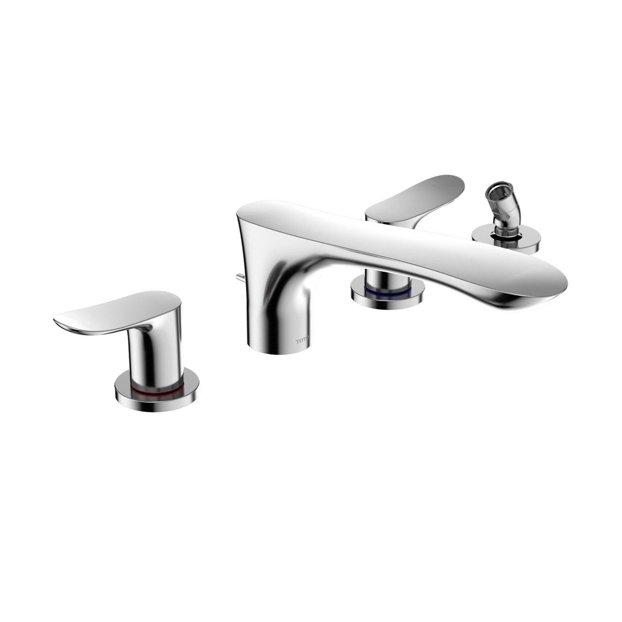 Toto GO Two-Handle Deck-Mount Roman Tub Filler Trim with Handshower, Polished Chrome - TBG01202U#CP