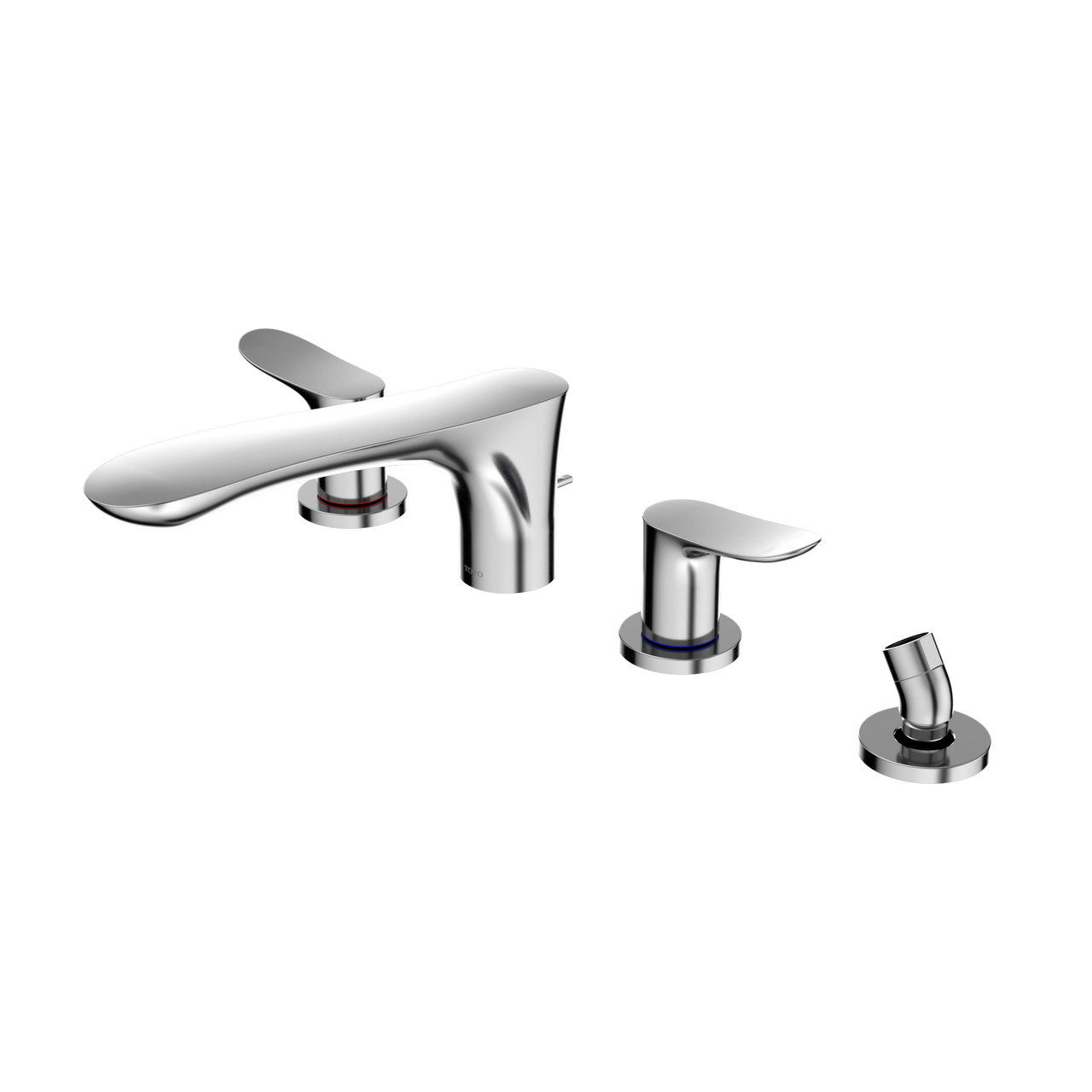Toto GO Two-Handle Deck-Mount Roman Tub Filler Trim with Handshower, Polished Chrome - TBG01202U#CP
