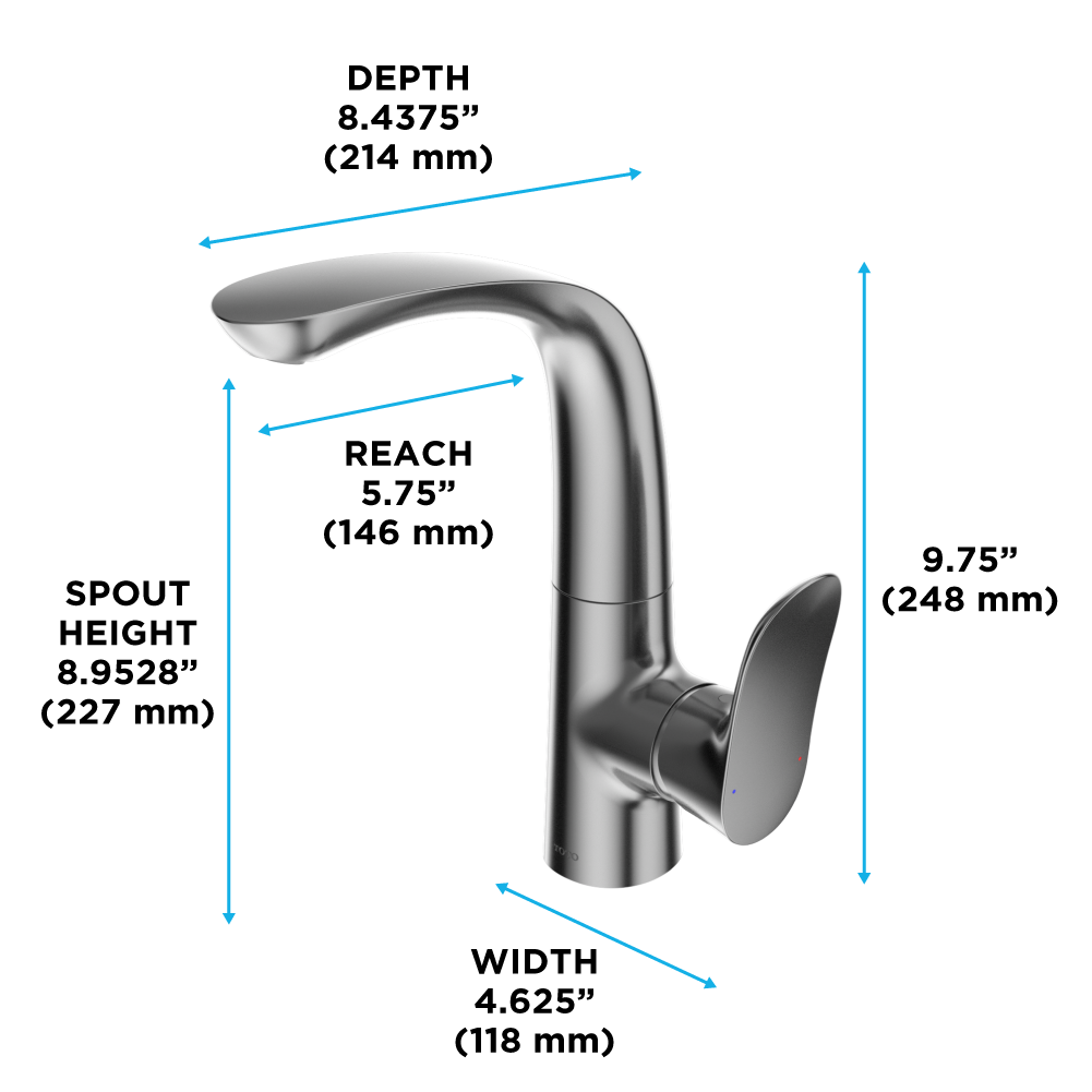 Toto GO 1.2 GPM Single Side-Handle Bathroom Sink Faucet with COMFORT GLIDE Technology, Polished Nickel - TLG01309U#PN