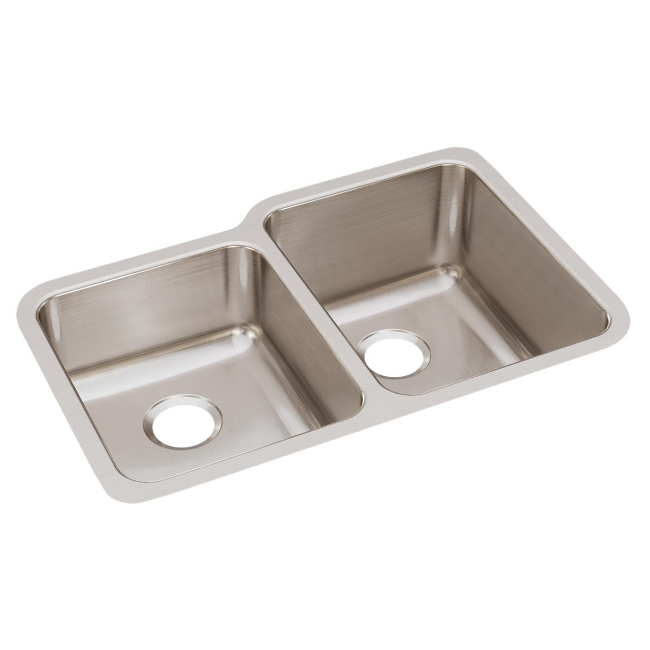 Elkay Lustertone Classic Stainless Steel, 31-1/4" x 20-1/2" x 9-7/8", Offset Double Bowl Undermount Sink Elkay Lustertone Classic Stainless Steel, 31-1/4" x 20-1/2" x 9-7/8", Offset Double Bowl Undermount Sink