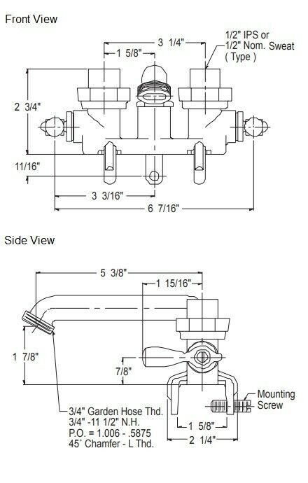 Gerber Classics 49530 Clamp On Laundry Faucet 1/2" IPS/Sweat Connections