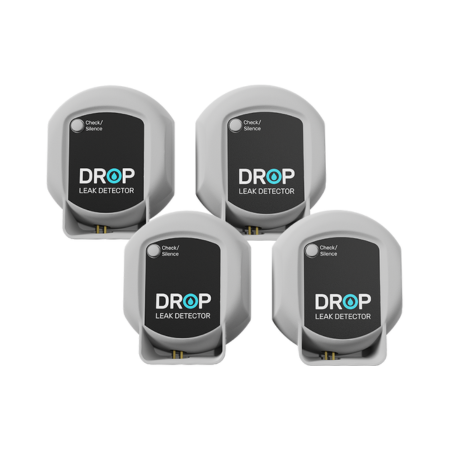 DROP Leak Detector System - 4 Pack Leak Detectors with Cable - D-LD4