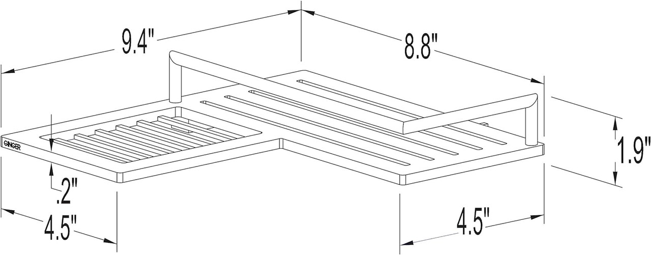 Ginger 28504L/PC Surf Shower Shelf-Corner Combo Left