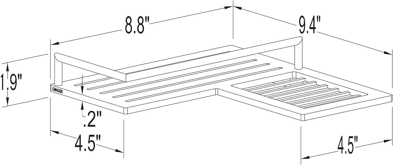 Ginger 28504R/PC Surf Shower Shelf-Corner Combo Rght