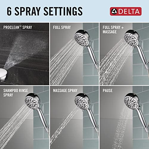 Delta Universal Showering Components 75740 6-Setting Hand Shower with Cleaning spray in Chrome Finish
