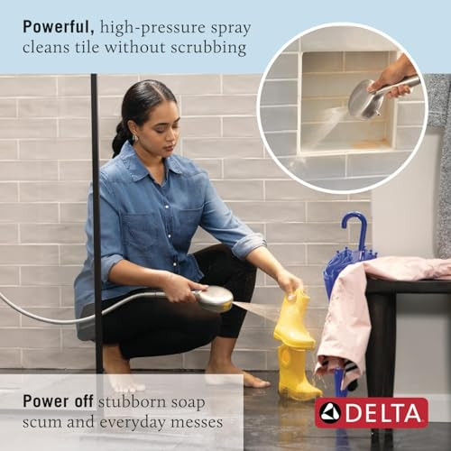 Delta Universal Showering Components 75740SN 6-Setting Hand Shower with Cleaning spray in Spotshield Brushed Nickel Finish
