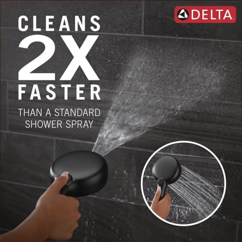 Delta Universal Showering Components 75740BL 6-Setting Hand Shower with Cleaning spray in Matte Black Finish