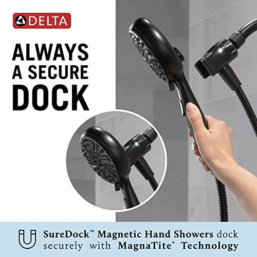 Delta Universal Showering Components 75609SN 6-Setting SureDock Magnetic Hand Shower in Satin Nickel Finish