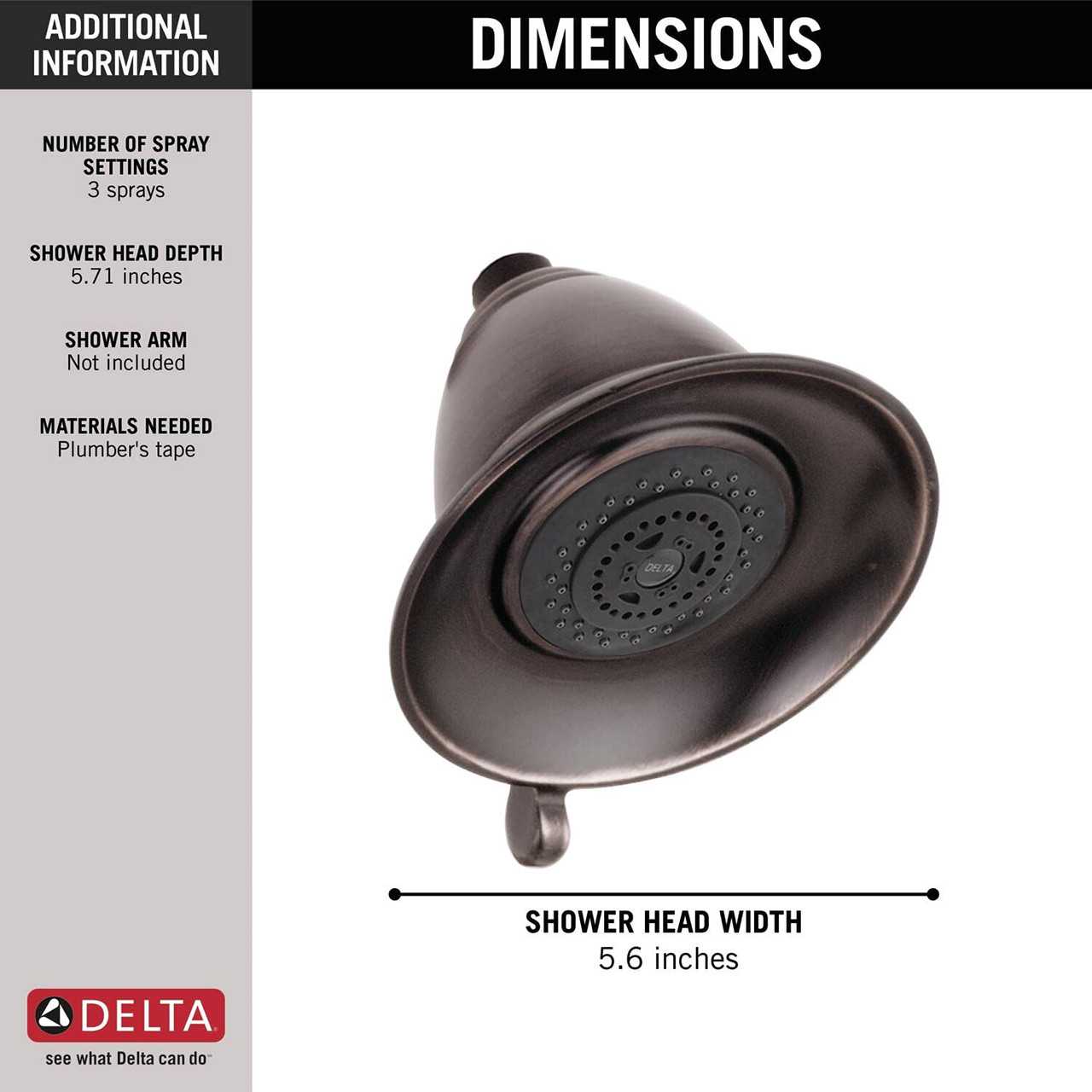 Delta Universal Showering Components RP34355 Premium 3-Setting Shower Head in Chrome Finish