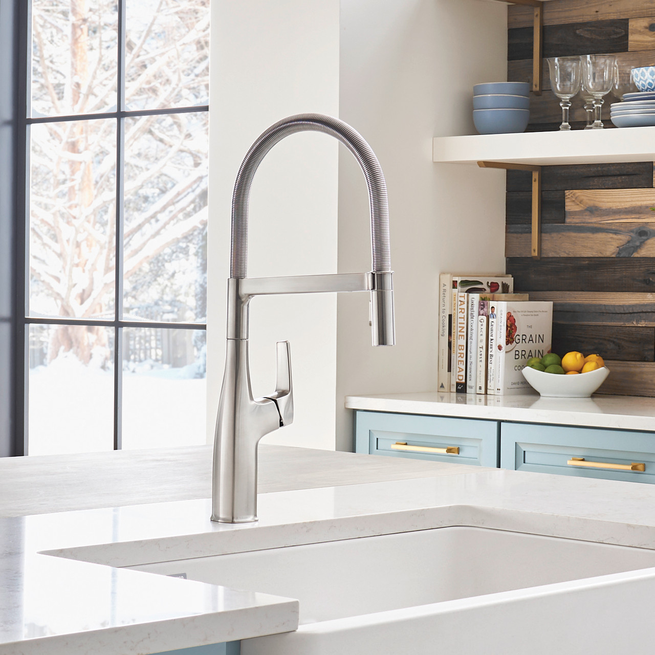 Blanco 442676: Rivana Collection Semi-Pro Kitchen Faucet 1.5 GPM - PVD Steel