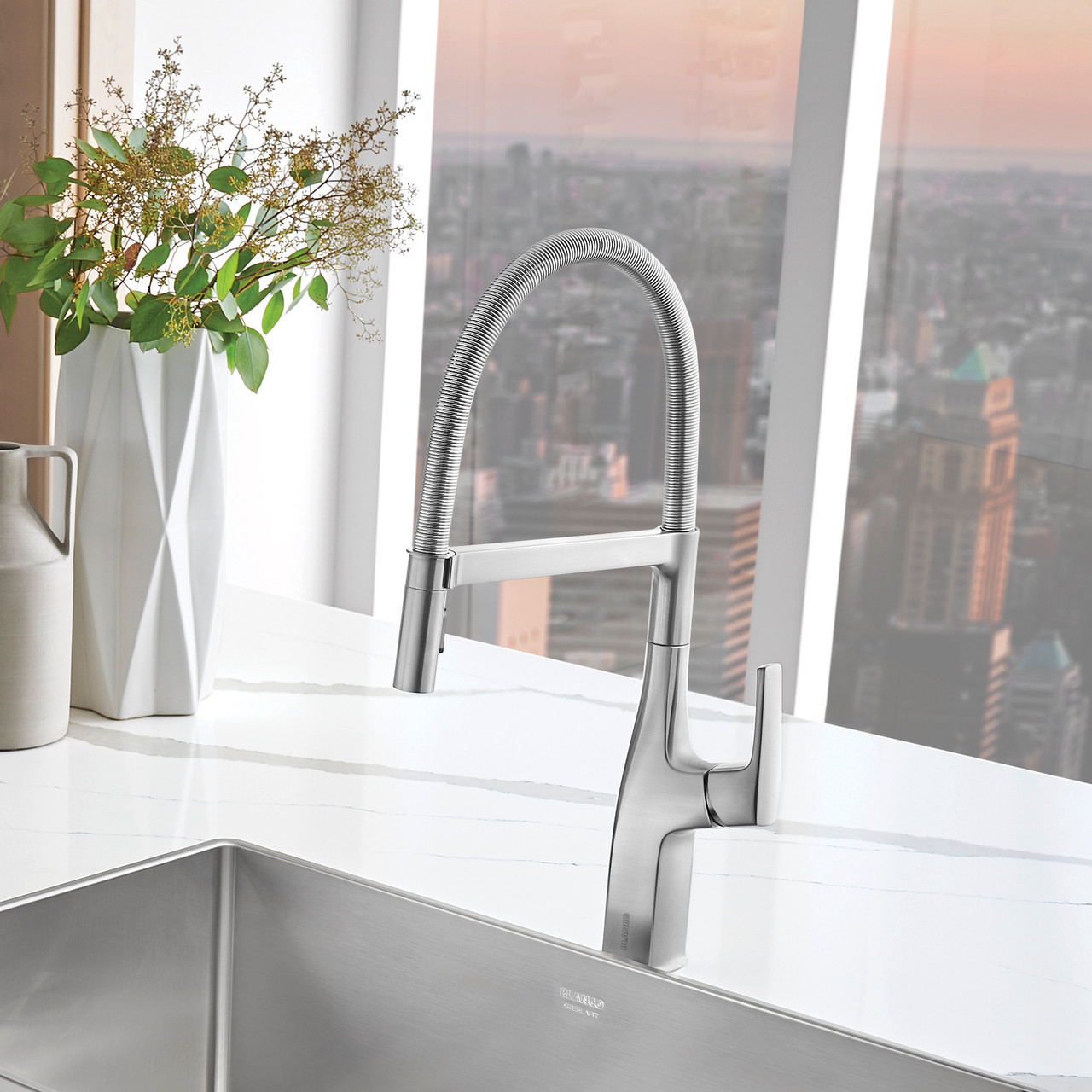 Blanco 442676: Rivana Collection Semi-Pro Kitchen Faucet 1.5 GPM - PVD Steel