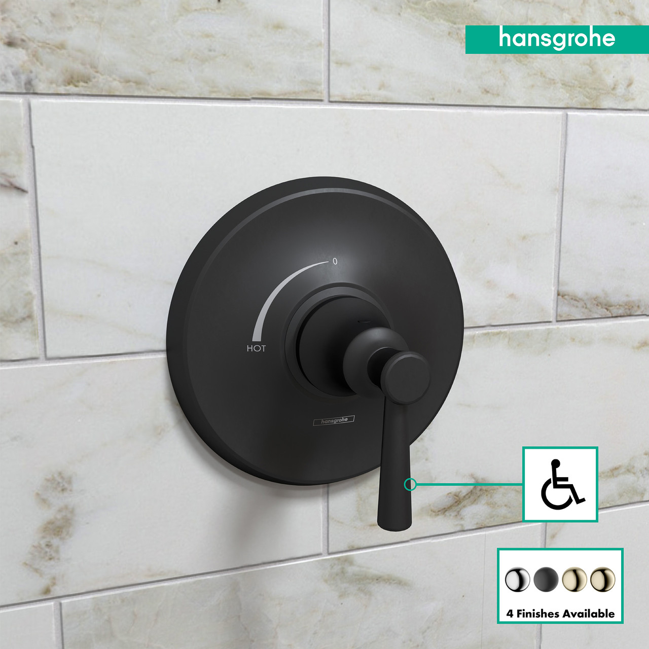 Hansgrohe 04779670 Joleena Pressure Balance Trim in Matte Black