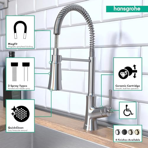 Hansgrohe 04792800 Joleena Semi-Pro Kitchen Faucet, 2-Spray, 1.75 GPM in Steel Optic