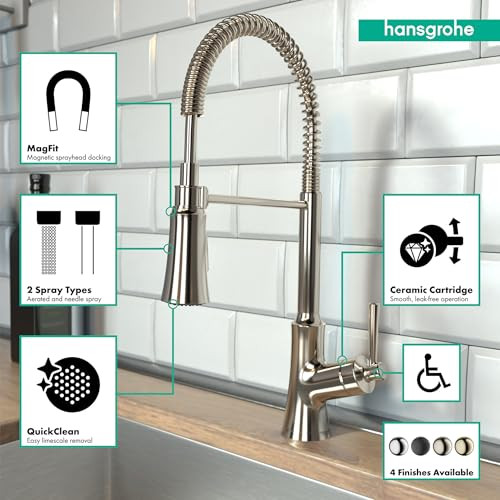 Hansgrohe 04792830 Joleena Semi-Pro Kitchen Faucet, 2-Spray, 1.75 GPM in Polished Nickel