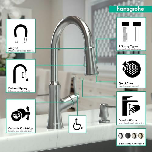 Hansgrohe 4793800 Joleena High Arc Kitchen Faucet, 2-Spray Pull-Down, 1 ...