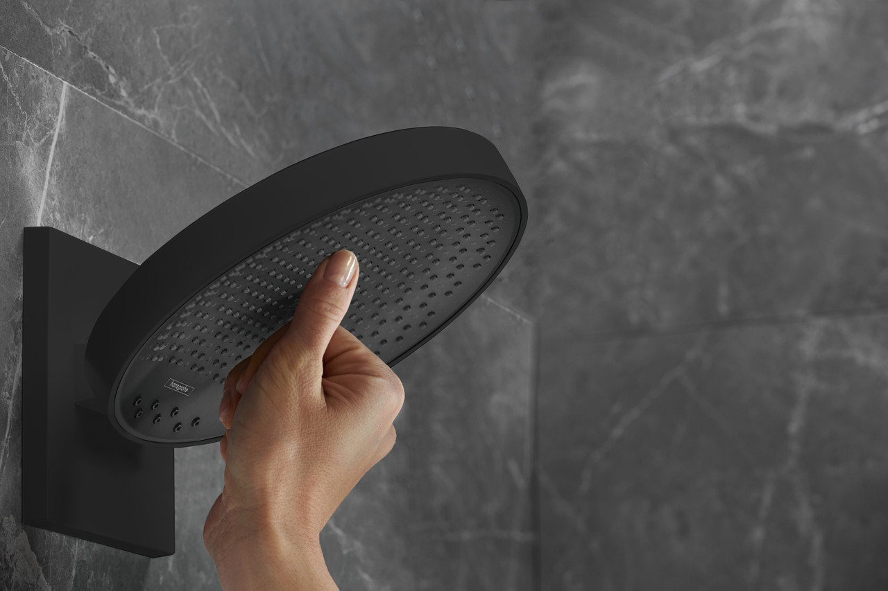 Hansgrohe 26232671 Rainfinity Shower Head 250 3-Jet with Wall Connector Trim, 2.5 GPM in Matte Black