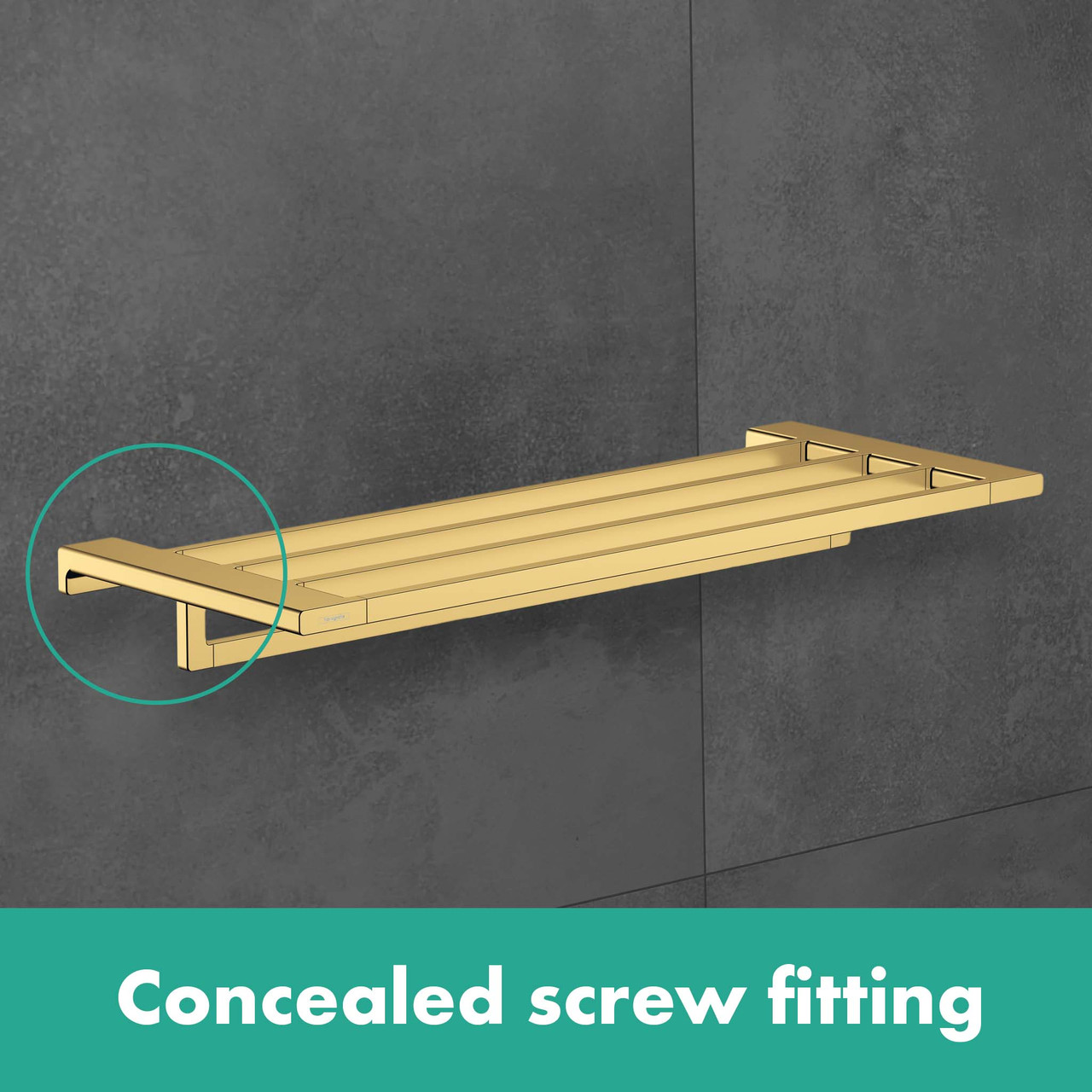 Hansgrohe 41751340 AddStoris Towel Rack with Towel Bar in Brushed Black Chrome