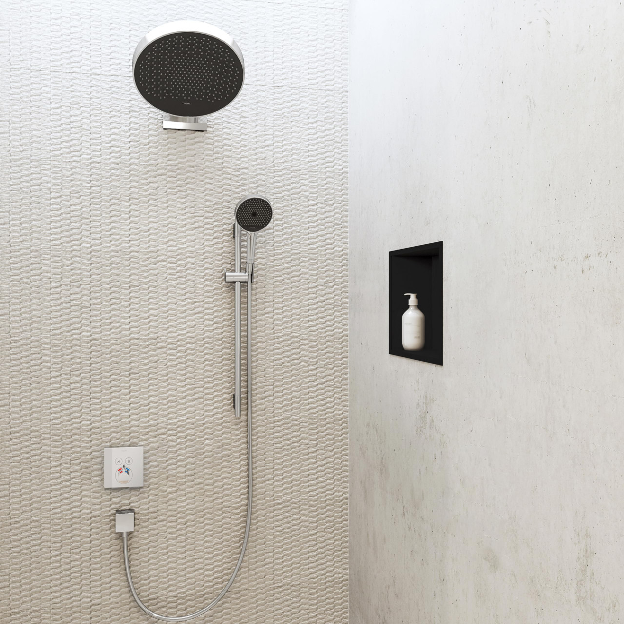 hansgrohe 56061670 XtraStoris Original Wall Niche with Integrated Frame 12"x 12"x 4" in Matte Black