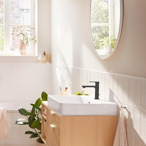 hansgrohe 72517671 Rebris S Single-Hole Faucet 110 with Pop-Up Drain, 1.2 GPM in Matte Black