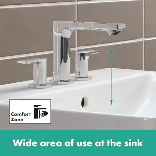 hansgrohe 72532001 Rebris E Widespread Faucet 110 with Pop-Up Drain, 1.2 GPM in Chrome