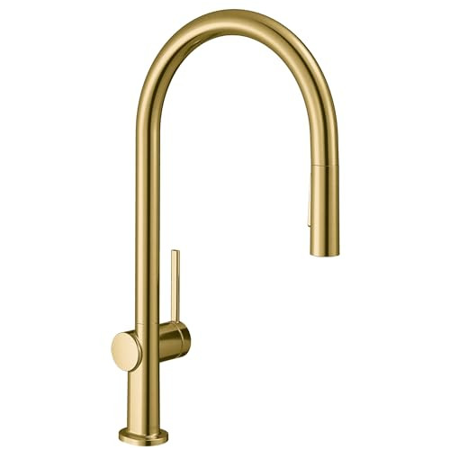 Hansgrohe 72800251 Talis N High Arc Kitchen Faucet, O-Style, 2-Spray Pull-Down, 1.75 GPM in Brushed Gold Optic