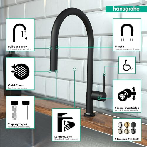 Hansgrohe 72800671 Talis N High Arc Kitchen Faucet, O-Style 2-Spray Pull-Down, 1.75 GPM in Matte Black