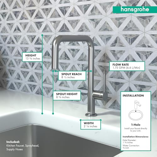 Hansgrohe 72806341 Talis N Kitchen Faucet, U-Style, 1-Spray, 1.75 GPM in Brushed Black Chrome