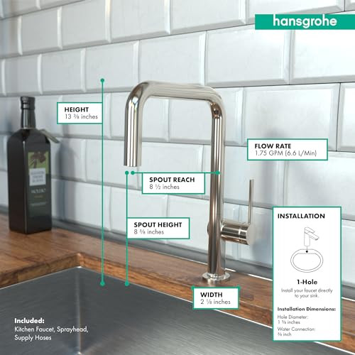 Hansgrohe 72806831 Talis N Kitchen Faucet, U-Style 1-Spray, 1.75 GPM in Polished Nickel