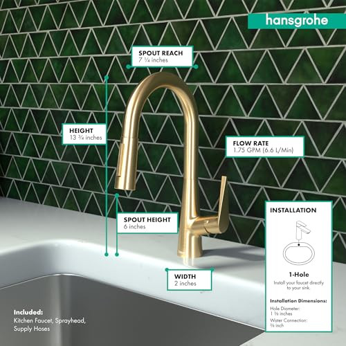 Hansgrohe 72815251 Talis S Prep Kitchen Faucet, 2-Spray Pull-Down, 1.75 GPM in Brushed Gold Optic