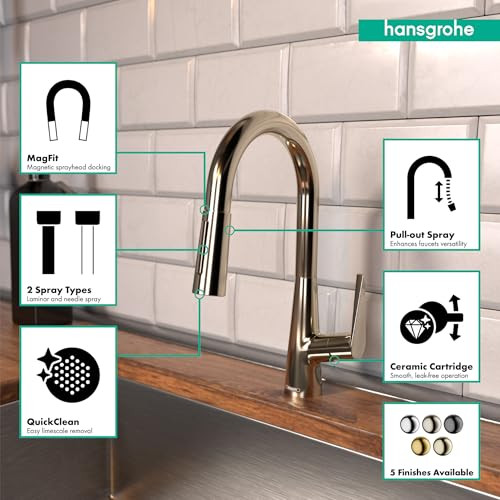 Hansgrohe 72815831 Talis S Prep Kitchen Faucet, 2-Spray Pull-Down, 1.75 GPM in Polished Nickel