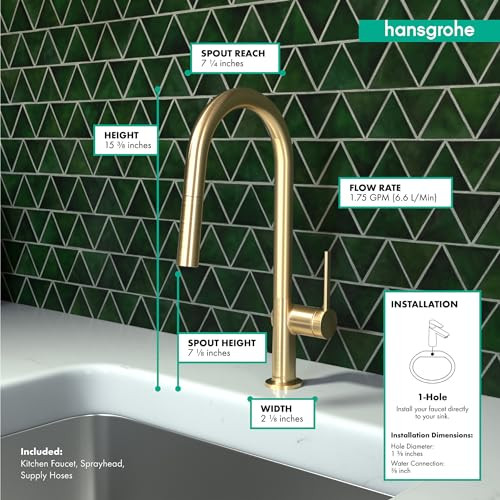 Hansgrohe 72846251 Talis N High Arc Kitchen Faucet, A-Style, 2-Spray Pull-Down, 1.75 GPM in Brushed Gold Optic