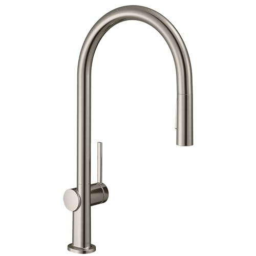 Hansgrohe 72857801 Talis N High Arc Kitchen Faucet, O-Style 2-Spray Pull-Down, 1.5 GPM in Steel Optic
