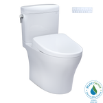 TOTO MW4364736CEMFGN#01 WASHLET+ Aquia IV Cube Two-Piece Elongated Dual Flush 1.28 and 0.9 GPF Toilet with S7A Contemporary Bidet Seat in Cotton White