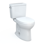 Toto Drake Two Piece Elongated Auto Flush Washlet+ Ready Tornado Flush Universal Height Toilet with CEFIONTECT 1.6 GPF with SS124 SoftClose Seat in Cotton White