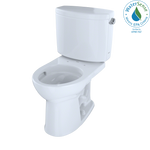 Toto Drake II Two Piece Round Universal Height Toilet with CEFIONTECT and Right Hand Lever 1.28 GPF Less Seat in Cotton White