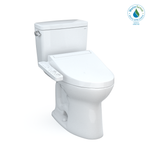 Toto Drake Washlet+ Two-Piece Elongated 1.28 GPF Universal Height Tornado Flush Toilet With C2 Bidet Seat, Cotton White - MW7763074CEFG#01