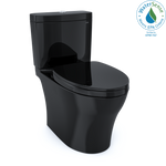 Toto Aquia IV Two Piece Elongated Auto Flush Washlet+ Ready Universal Height Toilet Dual Flush 0.9 and 1.28 GPF with SS124 SoftClose Seat in Ebony