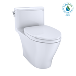 Toto Nexus One-Piece Elongated 1.28 GPF Universal Height Toilet with CeFiONtect and SS124 SoftClose Seat, WASHLET+ Ready in Cotton White - MS642124CEFG#01