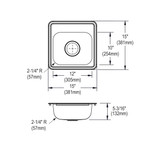 Elkay Dayton Stainless Steel 15" x 15" x 5-3/16" 3-Hole Single Bowl Drop-in Bar Sink with 3-1/2" Drain Opening