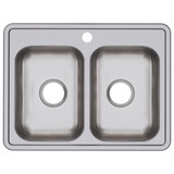 Elkay Dayton Stainless Steel 25" x 19" x 6-5/16" 1-Hole Equal Double Bowl Drop-in Sink