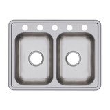 Elkay Dayton Stainless Steel 25" x 19" x 6-5/16" 5-Hole Equal Double Bowl Drop-in Sink