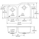 Elkay Dayton Stainless Steel 31-1/4" x 20" x 8", Offset 40/60 Double Bowl Undermount Sink - DCFU3119L