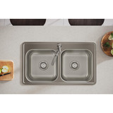 Elkay Dayton Stainless Steel 33" x 19" x 6-7/16" 1-Hole Equal Double Bowl Drop-in Sink