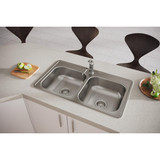 Elkay Dayton Stainless Steel 33" x 19" x 6-7/16" 1-Hole Equal Double Bowl Drop-in Sink